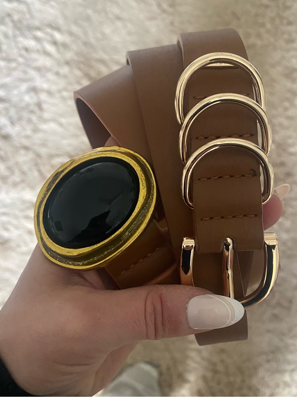 2 pack Leather Brown Women's Belts with Gold Hardware